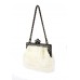 Evening Bag - Beaded w/ Rhinestoned Frame - White - BG-38694WT